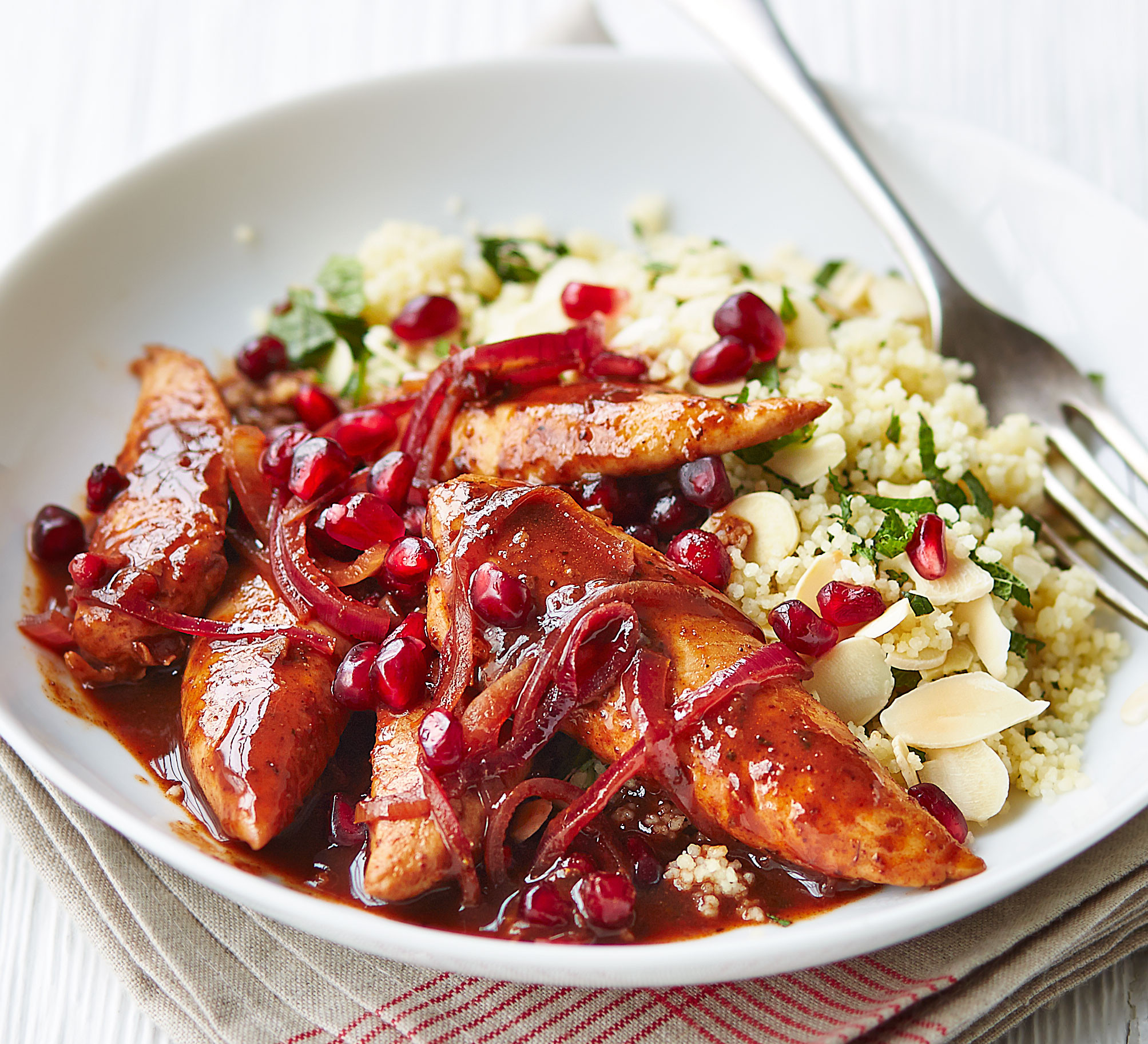 Nice Healthy Dinners
 Pomegranate chicken with almond couscous
