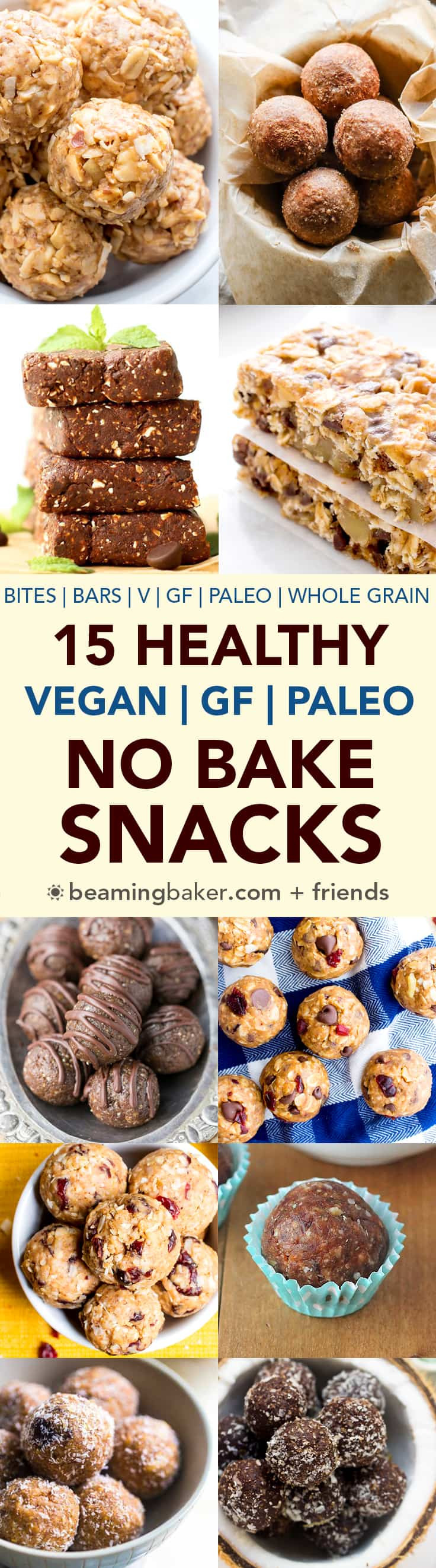 No Bake Healthy Snacks
 15 Healthy Gluten Free Vegan No Bake Snacks V GF Paleo