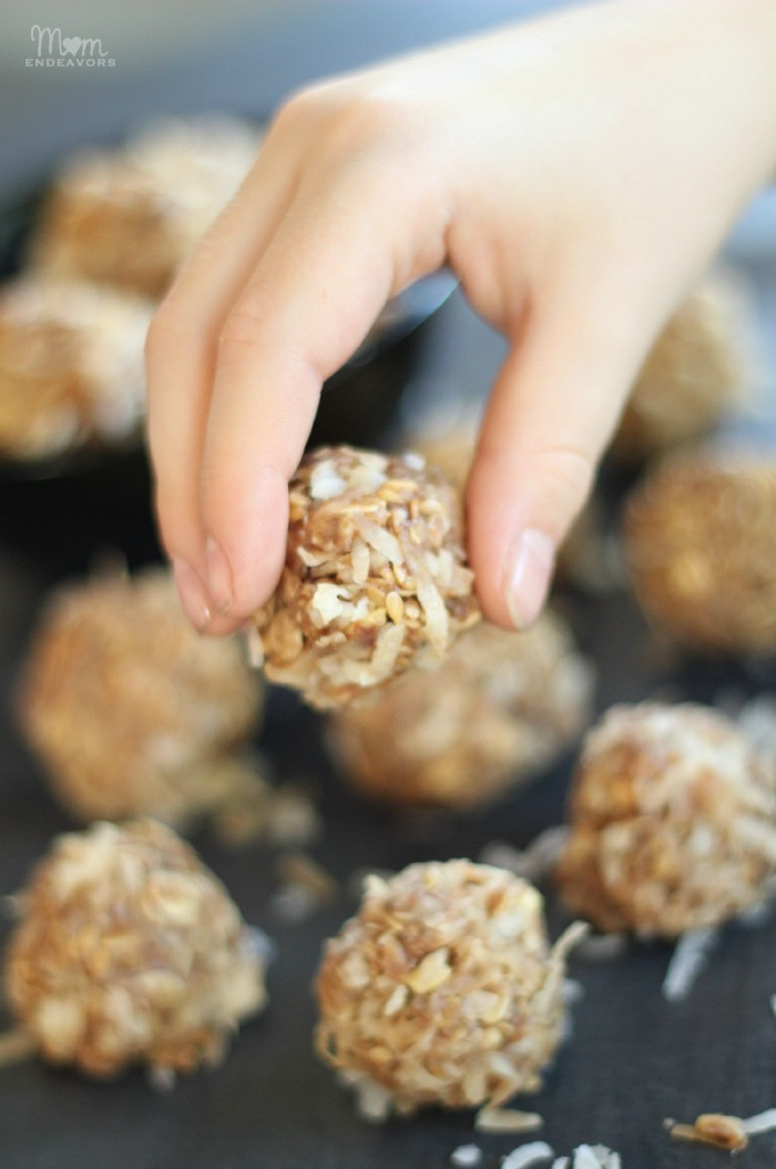 No Cook Healthy Snacks
 No Bake Peanut Butter Coconut Snack Bites