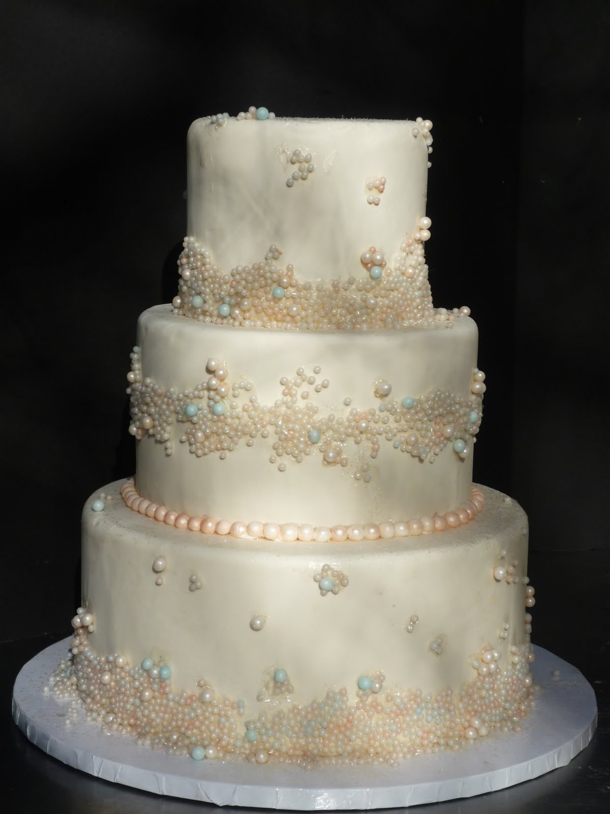 No Fondant Wedding Cakes
 Artisan Bake Shop Wedding Cake Fondant Tiers with Pearls