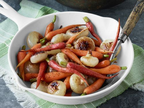 One Pan Easter Dinner
 Pan Glazed Cipollini ions and Carrots Recipe