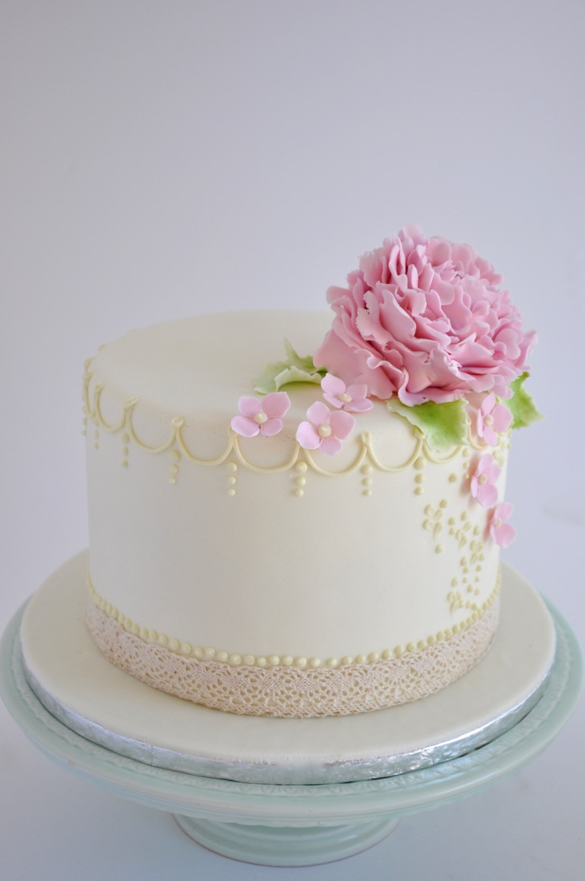 One Tiered Wedding Cakes
 Rozanne s Cakes e tier Peony wedding cake