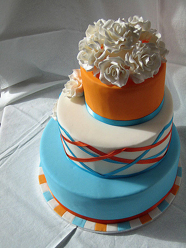 Orange And Blue Wedding Cakes
 Blue & Orange Wedding Cake