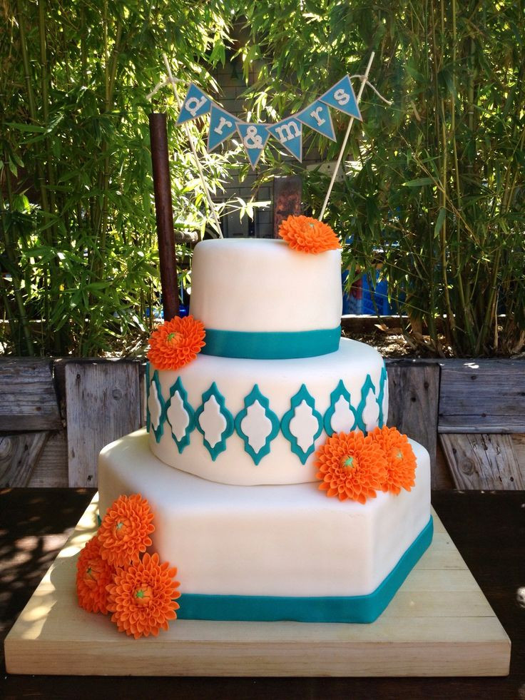 Orange And Blue Wedding Cakes
 Best 25 Orange wedding cakes ideas on Pinterest