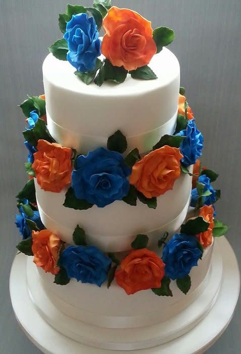 Orange And Blue Wedding Cakes
 Orange and blue wedding cake cake by Kirsten Wrixon