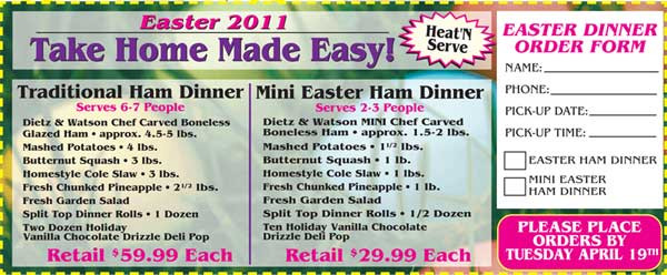 Order Easter Dinner
 Order Easter Dinner line