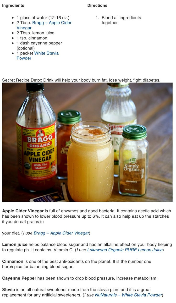 Organic Apple Cider Vinegar Recipes
 Detox recipe Natural detox Healthy Me