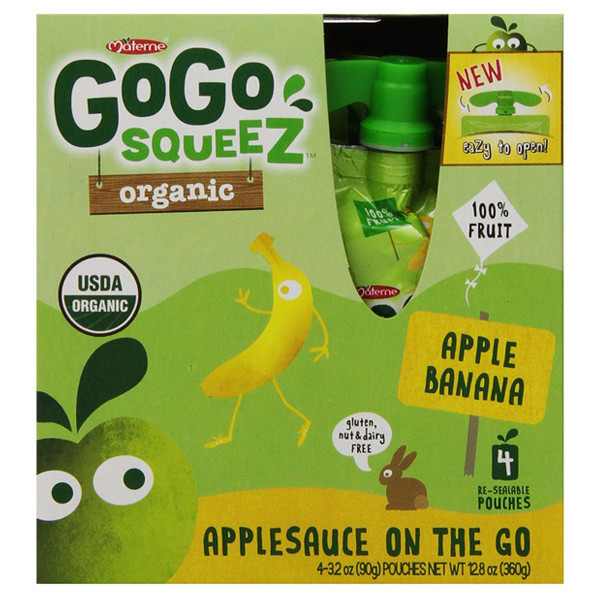 Organic Applesauce Pouches
 GoGo Squeez Organic Apple Banana Applesauce 3 2 oz Pouches