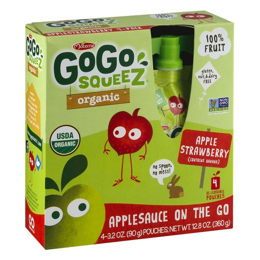 Organic Applesauce Pouches
 GoGo Squeez Organic Apple Strawberry the Go Pouch 3
