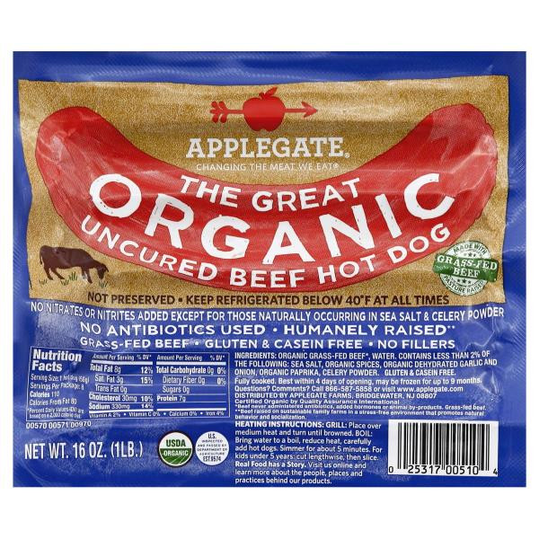 Organic Beef Hot Dogs
 Applegate Hot Dogs Uncured Beef Organic Be My Shopper