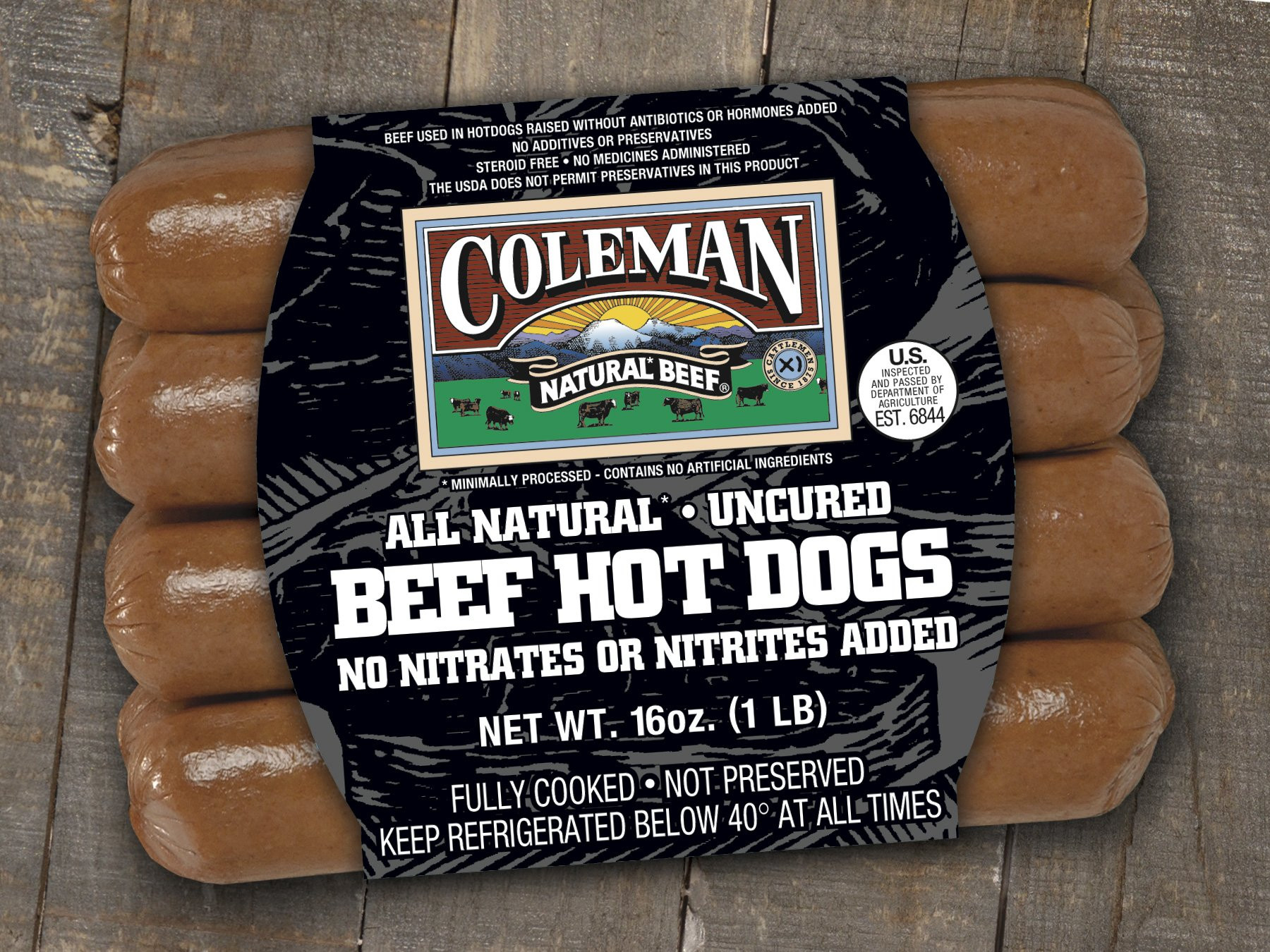 Organic Beef Hot Dogs
 Coleman Natural Beef