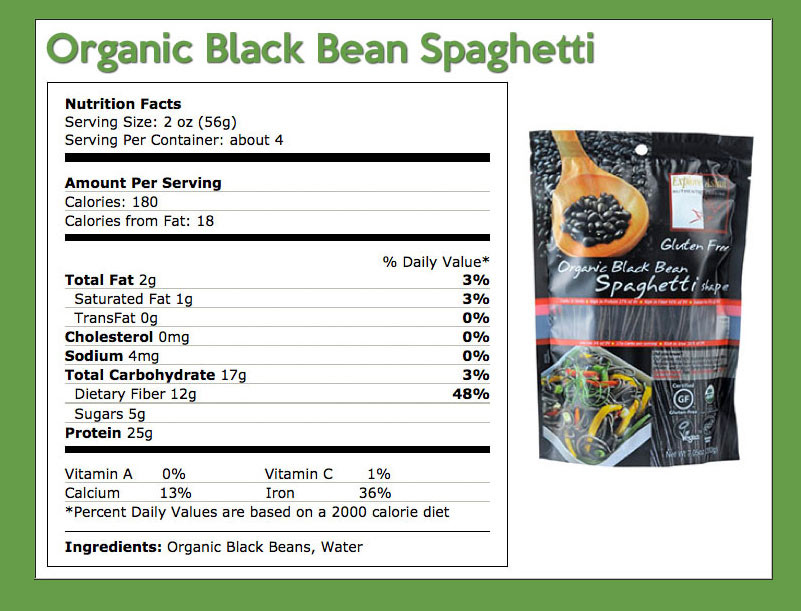 Organic Black Bean Spaghetti
 Pasta lovers rejoice