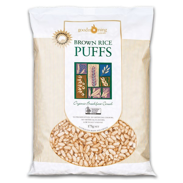 Organic Brown Rice Cereal
 Organic Puffed Brown Rice 175g