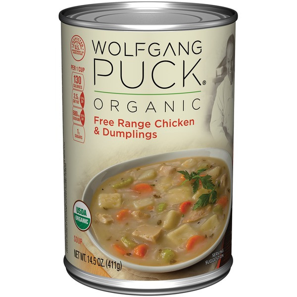 Organic Chicken Soup
 Wolfgang Puck Chicken & Dumplings Organic Soup from Whole