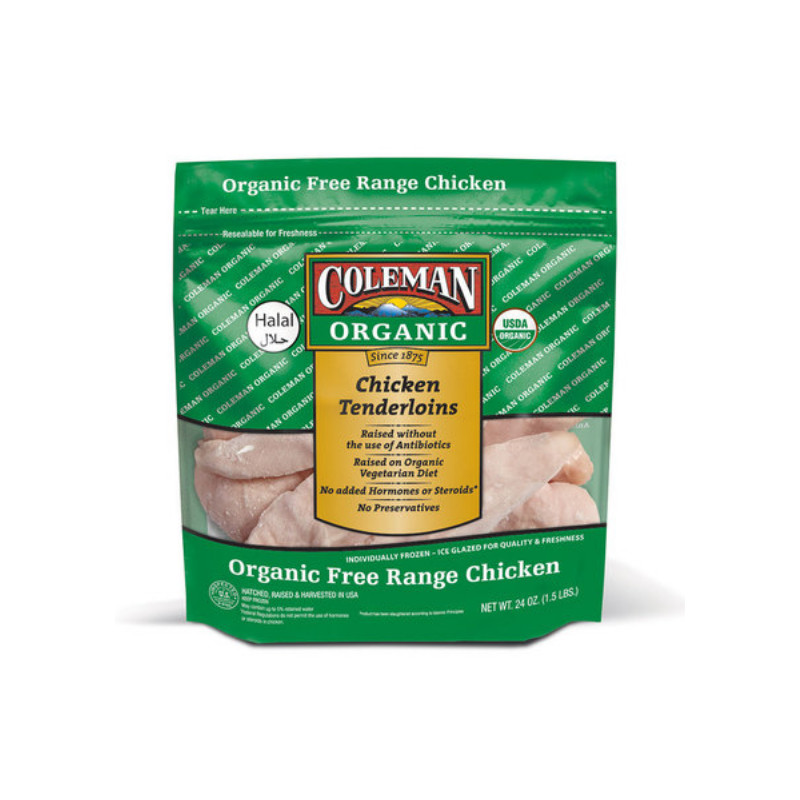Organic Chicken Tenders
 Coleman Organic IF Boneless Skinless Chicken Tender 1