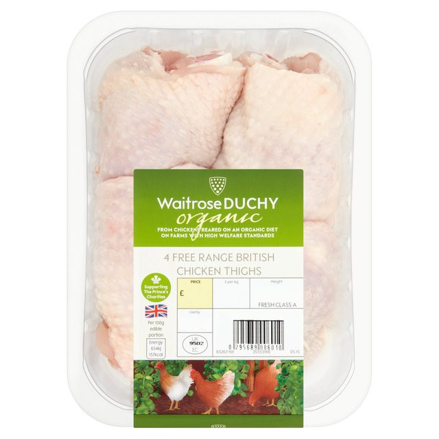 Organic Chicken Thighs
 Ocado Organic Chicken Thighs 4 per pack Waitrose
