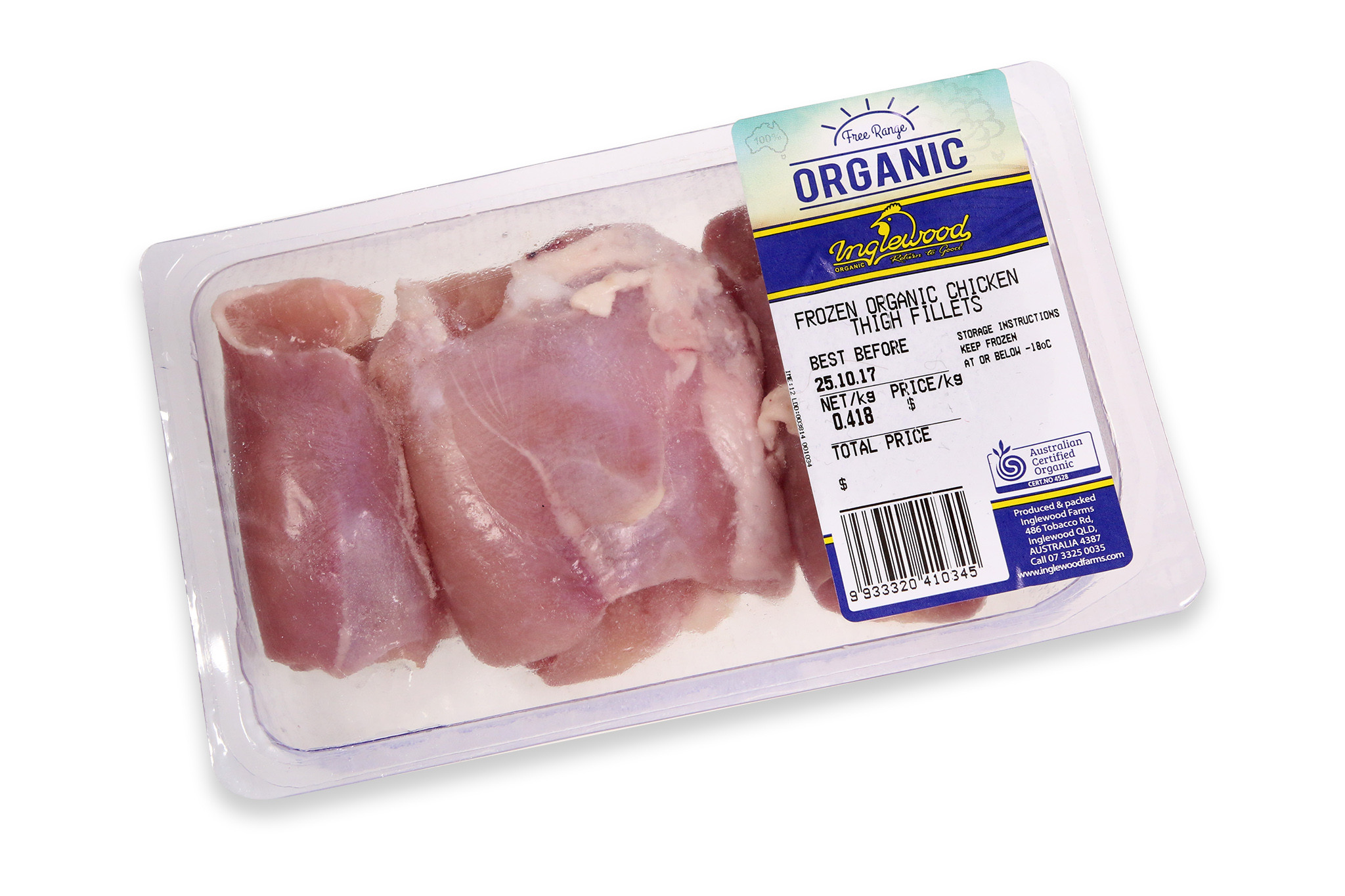 Organic Chicken Thighs
 frozen organic chicken thigh fillets