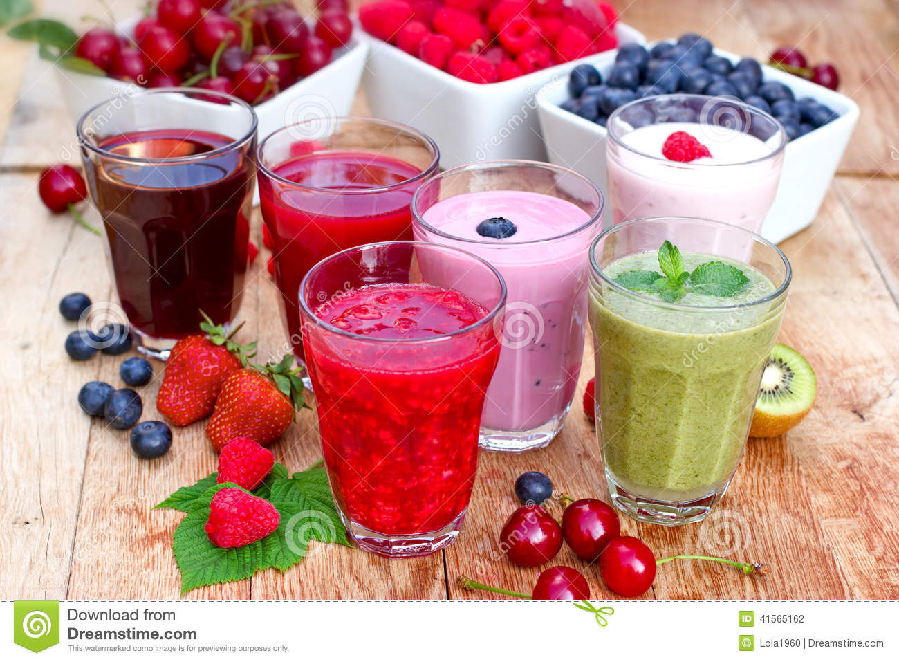 Organic Fruit Smoothies
 Organic Smoothies Fruit Yogurt And Juices Stock