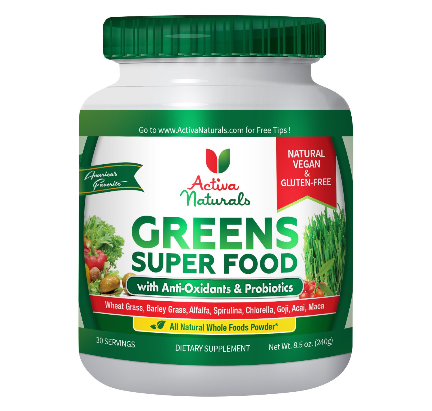 Organic Greens Powder
 Amazon Activa Naturals Energy Boost Formula Sugar