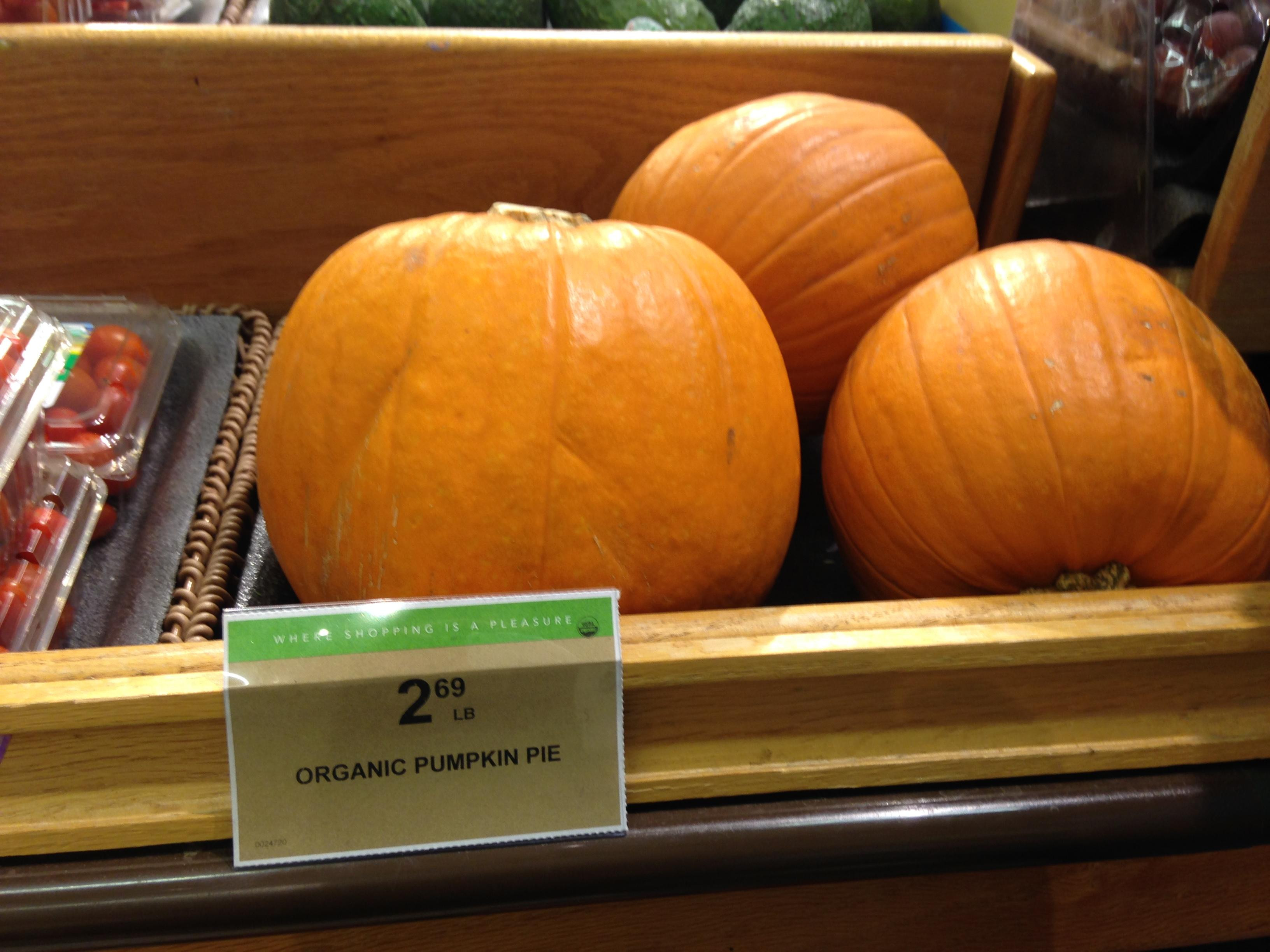 Organic Pumpkin Pie
 Found some REALLY organic pumpkin pie at my local