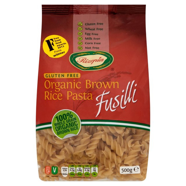 Organic Rice Noodles
 Rizopia Free From Organic Fusilli Brown Rice Pasta 500g