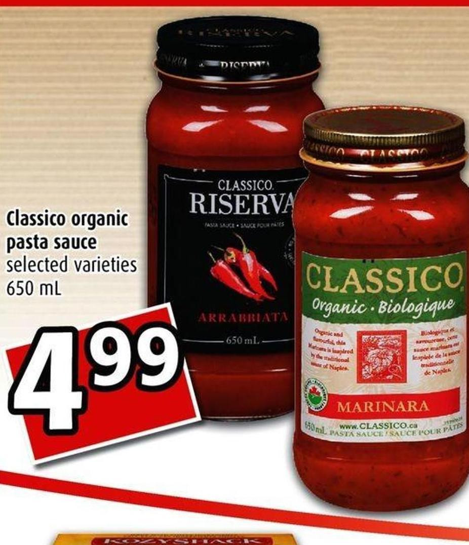 Organic Spaghetti Sauce
 Classico Organic Pasta Sauce on sale