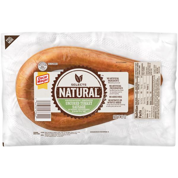 Organic Turkey Sausage
 Oscar Mayer Selects Hardwood Smoked Uncured Turkey Sausage