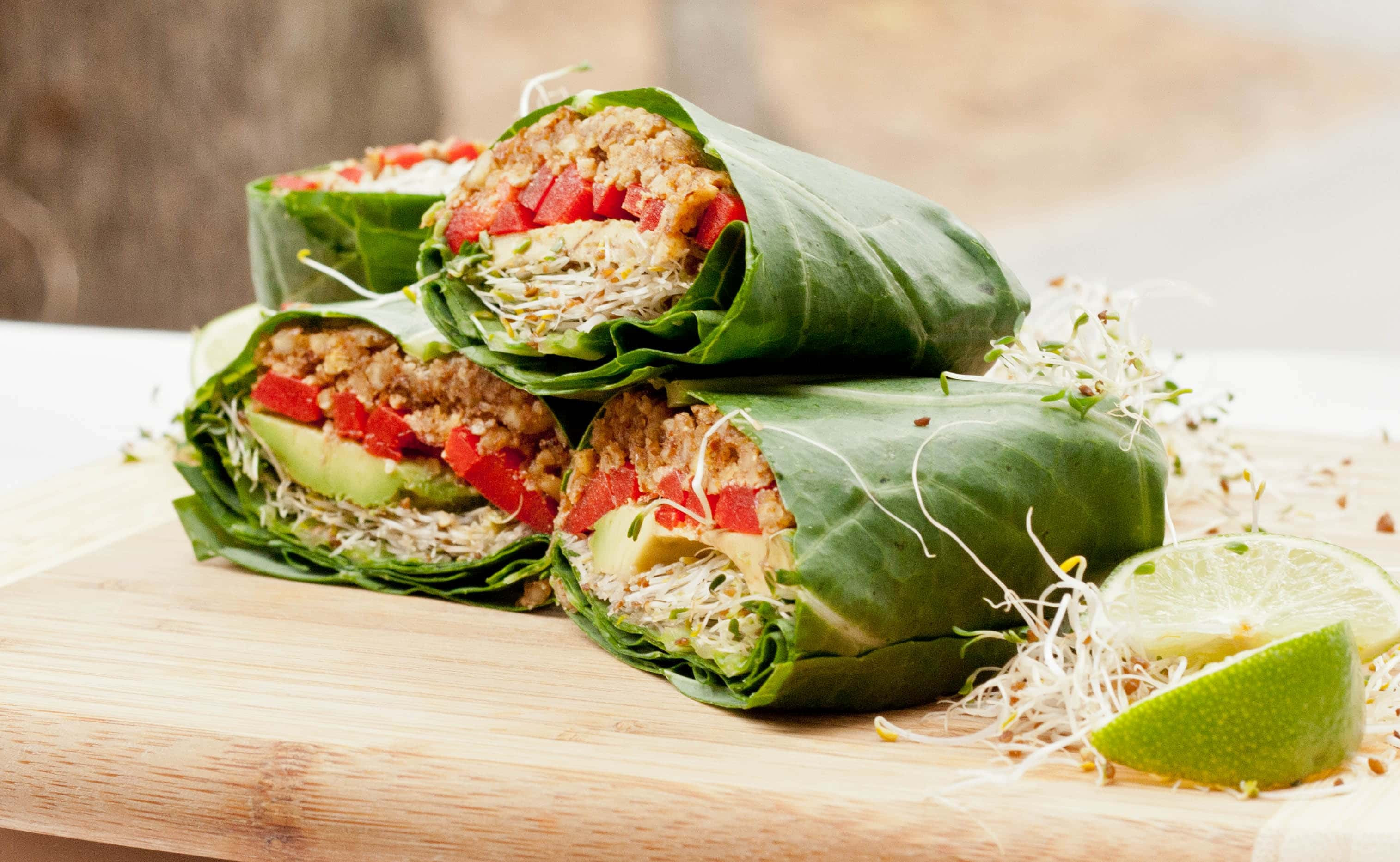 Organic Vegan Recipes
 Raw Vegan Collard Wraps Recipe