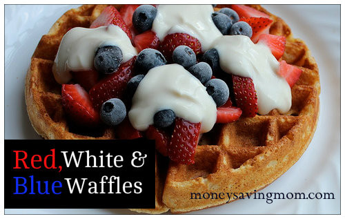 Organic Waffles Blue
 4 Weeks of Frugal Family Fun Red White & Blue Waffles