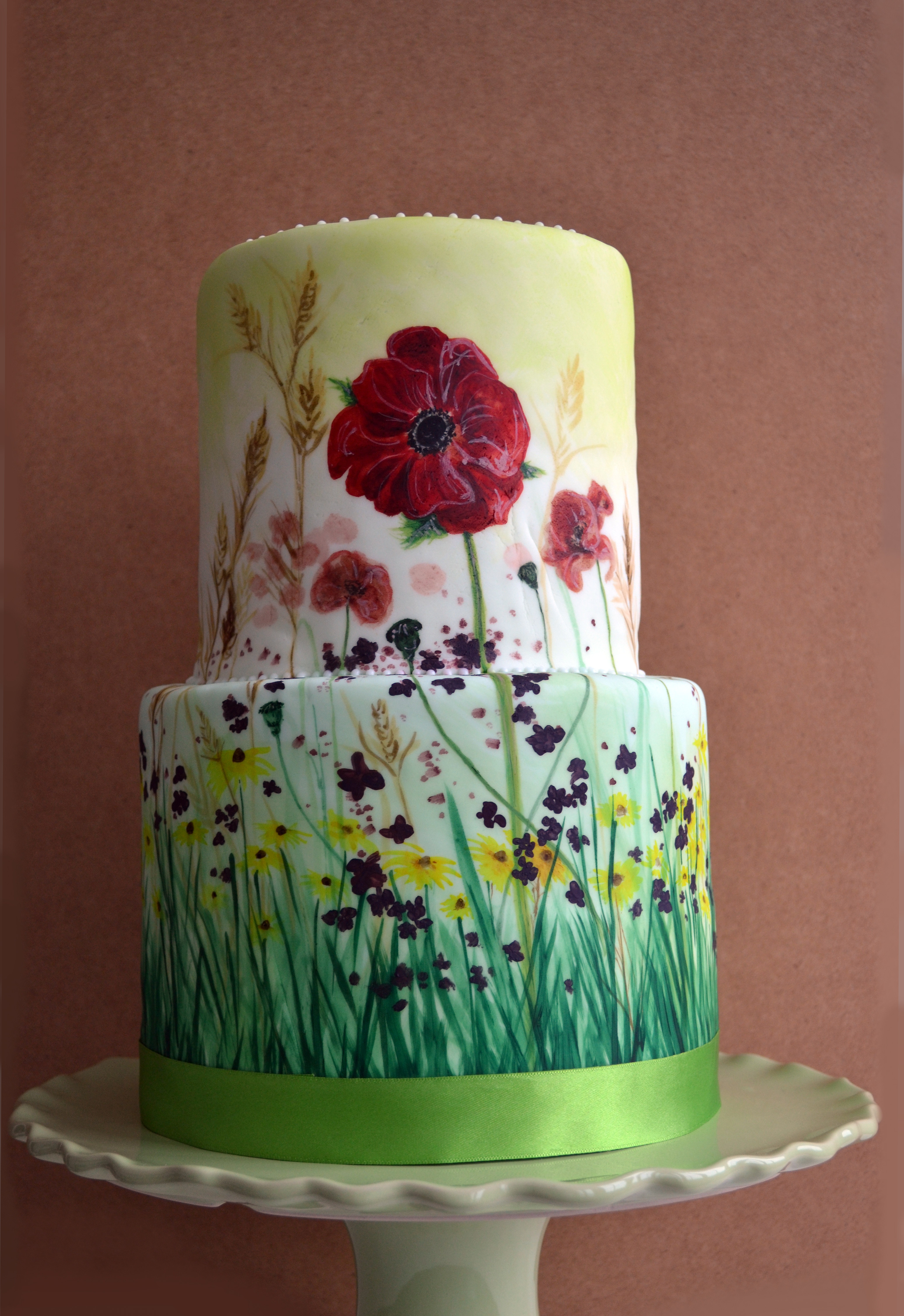 Painted Wedding Cakes
 Hand painted ‘Meadow Wedding’ cake