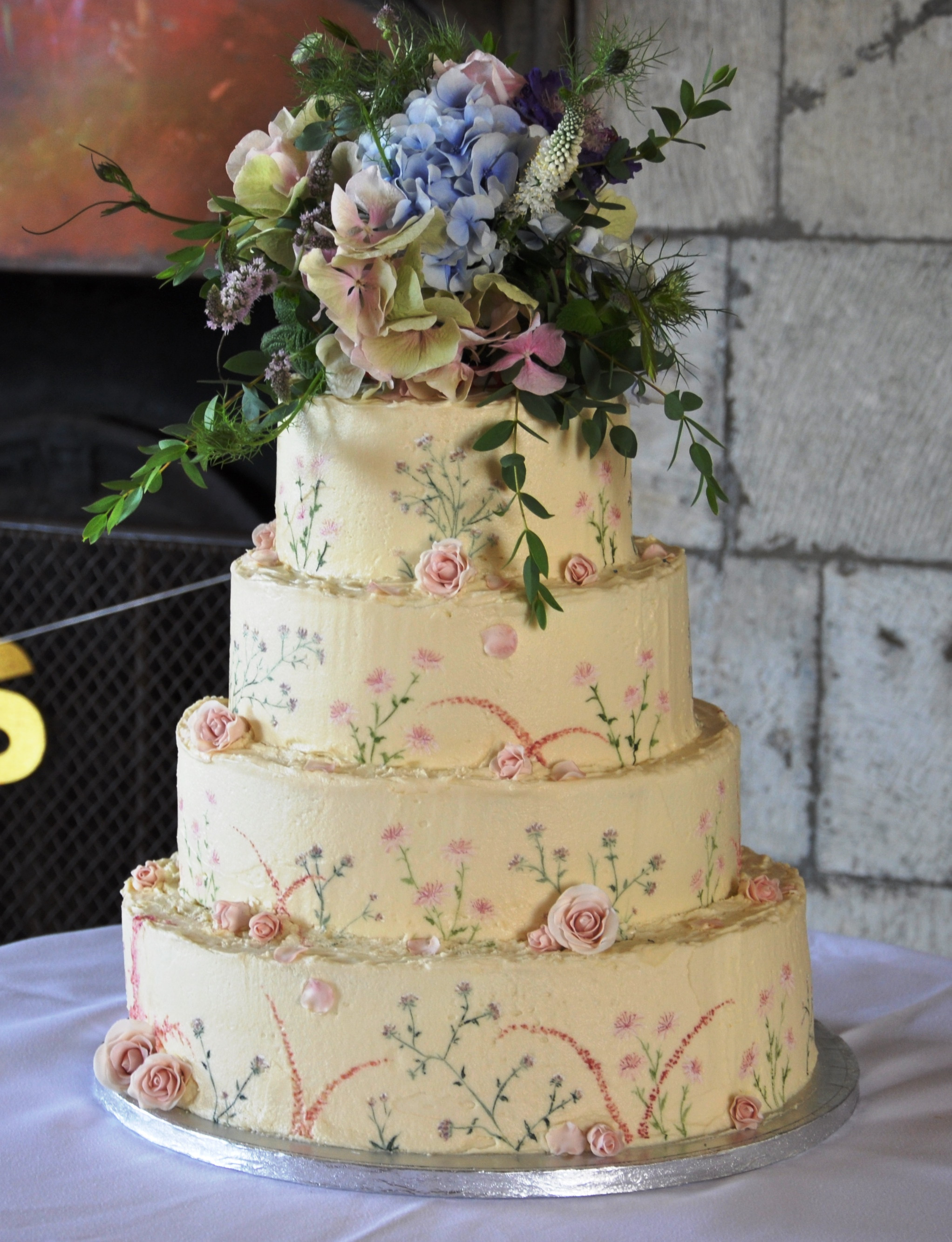 Painted Wedding Cakes
 Rustic Hand Painted Wedding Cake Cakephoria