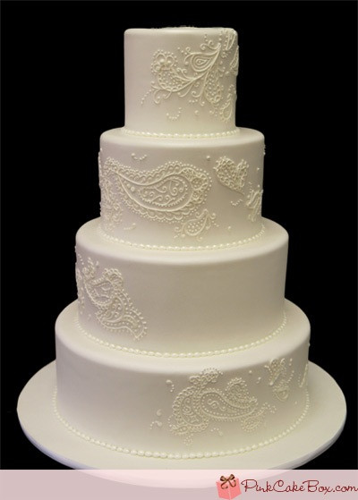 Paisley Wedding Cakes
 White Paisley Wedding Cake