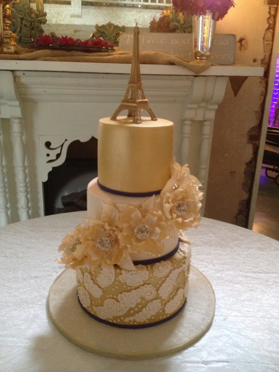 Paris Themed Wedding Cakes
 Gold Paris Themed Wedding Cake CakeCentral