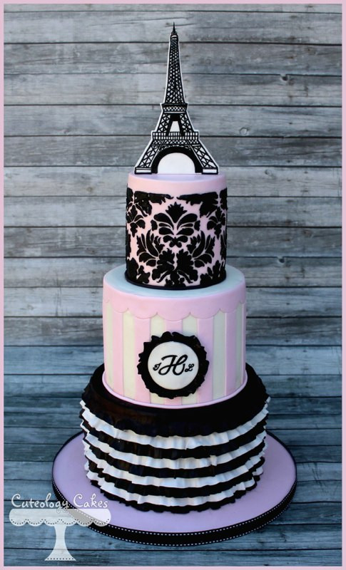 Paris Wedding Cakes
 Wedding Cake Inspiration Pink & Black Paris Theme • DIY