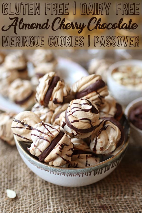 Passover Meringue Cookies
 Gluten Free Almond Cherry Chocolate Meringue Cookies with