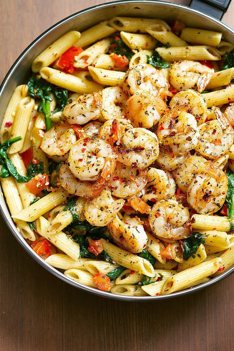 Pasta And Shrimp Recipes Healthy
 Shrimp Pasta Recipe with Tomato and Spinach — Eatwell101