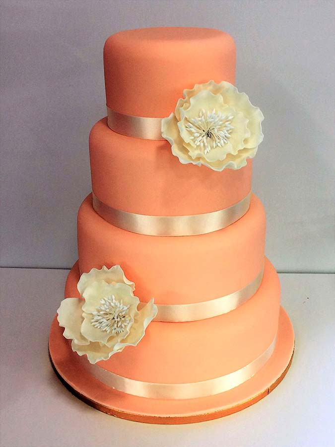 Peach Wedding Cake
 Peach Wedding Cake with Flowers NFcakes