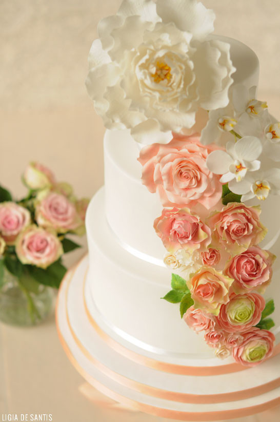 Peach Wedding Cake
 Pink Peach & Mint Wedding Cake
