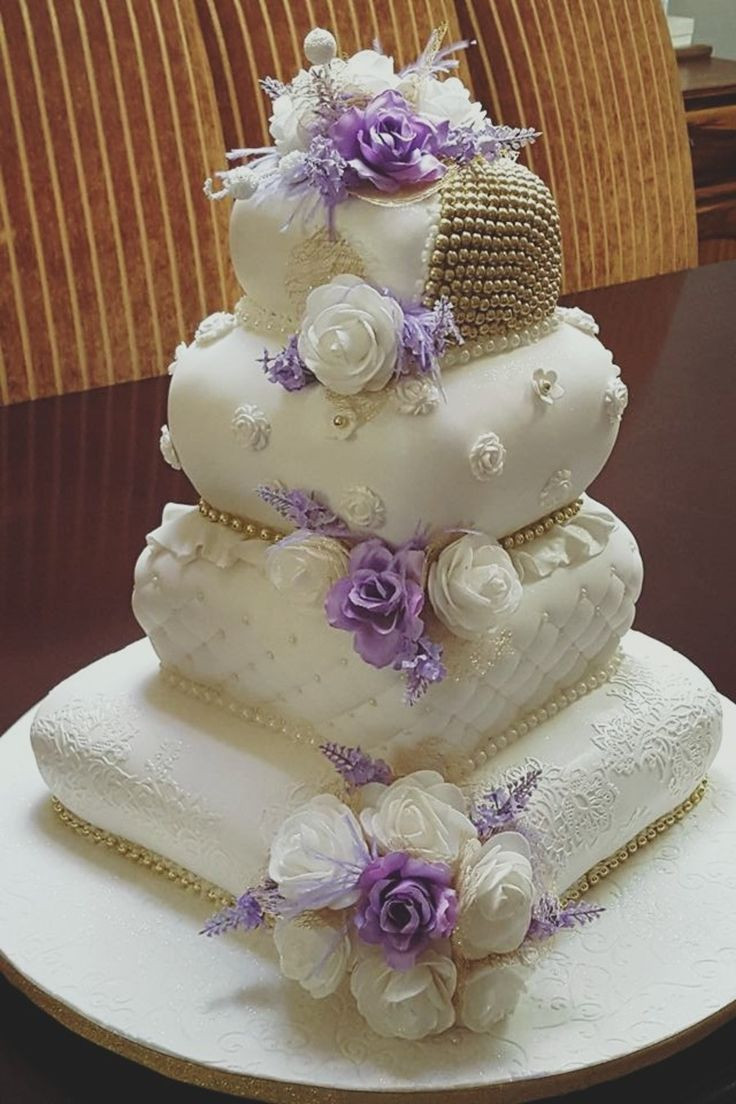 Pillow Wedding Cakes
 Purple and White Pillow Wedding Cake