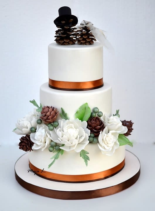 Pine Cone Wedding Cakes
 wedding cake with pine cones topper cake by majalaska