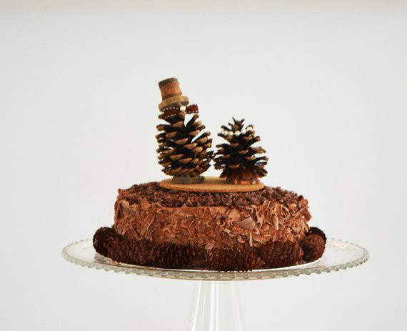 Pine Cone Wedding Cakes
 Mr & Mrs Pine cone Cake Topper Rustic Wedding by adrimdesign