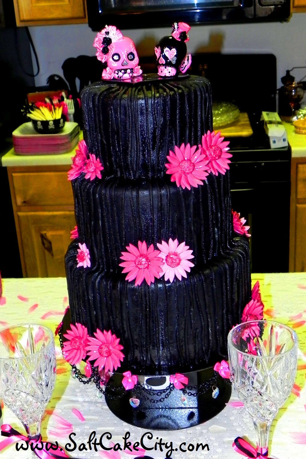 Pink And Black Wedding Cakes
 Salt Cake City Black & Pink Wedding Cake