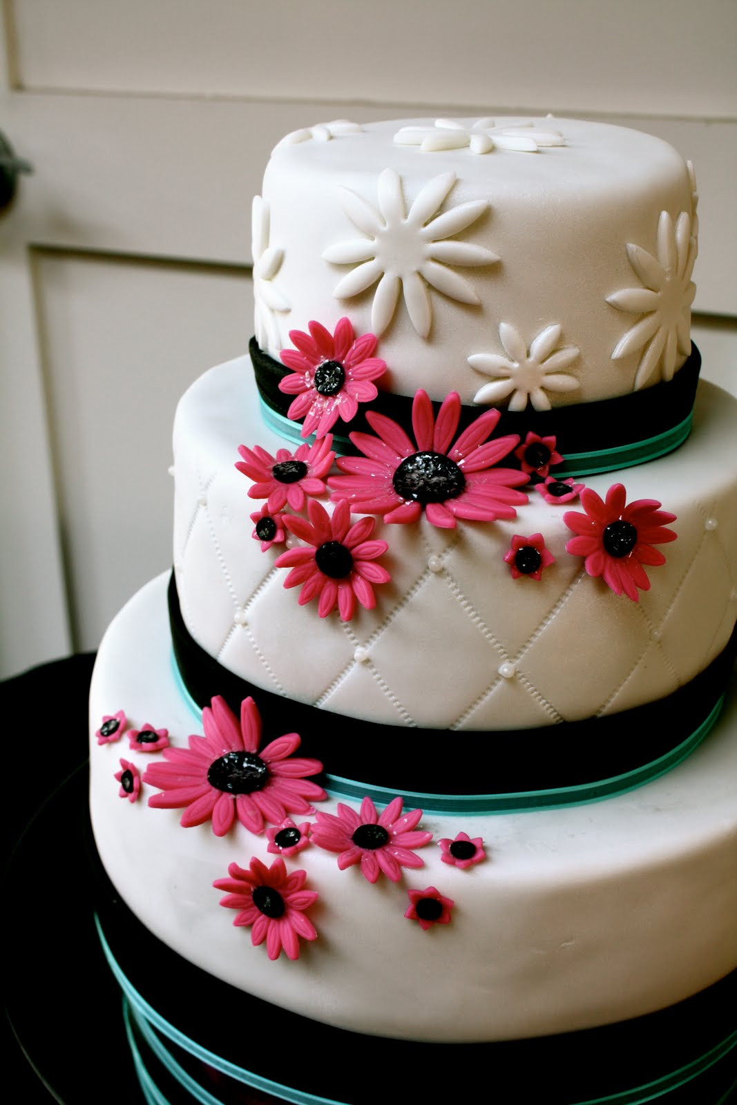 Pink And Black Wedding Cakes
 bumble cakes aqua black and pink wedding cake