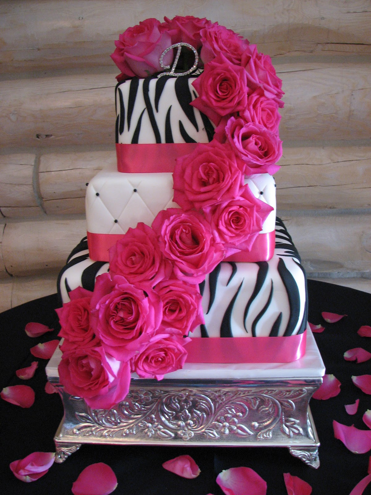 Pink And Black Wedding Cakes
 Decadent Designs Leandra s Black Pink Zebra Wedding Cake