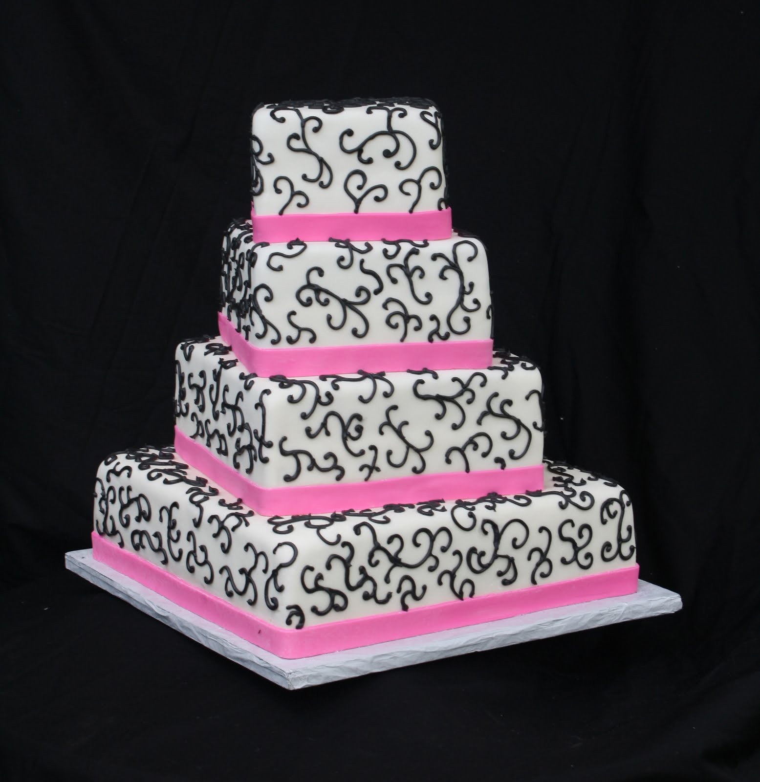 Pink And Black Wedding Cakes
 Hot Pink & Black Wedding Cake