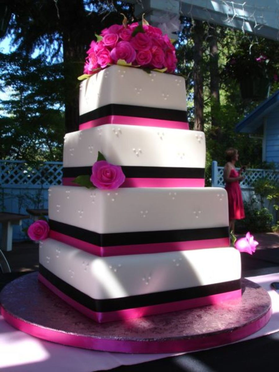 Pink And Black Wedding Cakes
 Hot Pink Roses CakeCentral