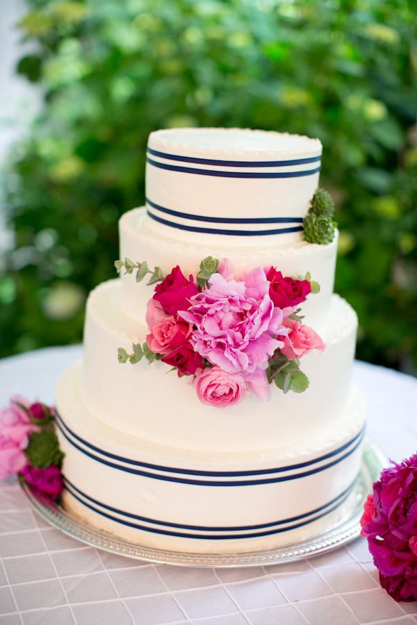 Pink And Blue Wedding Cakes
 coral pink and navy blue wedding palette summer wedding