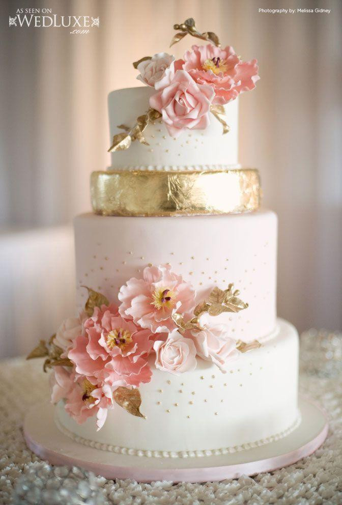Pink And Gold Wedding Cakes
 Gold Wedding WedLuxe Pink And Gold Cake Weddbook