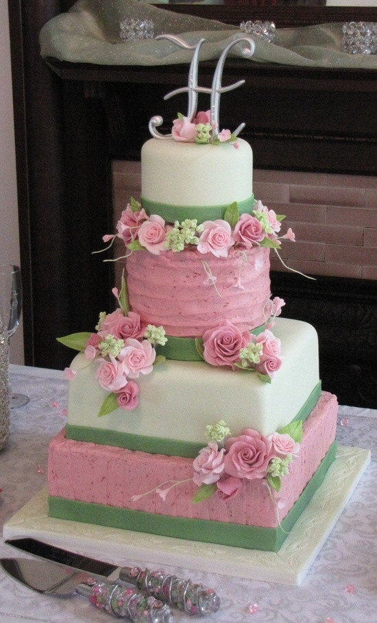 Pink And Green Wedding Cakes
 pink and green wedding cake