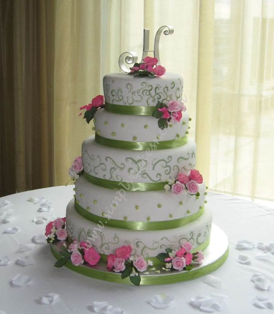 Pink And Green Wedding Cakes
 Green And Pink Wedding Cake CakeCentral